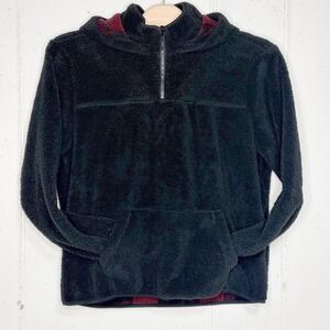 Boston Traders Mens Black Sherpa Plaid Lined Quarter Zip Hoodie XXLG